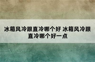 冰箱风冷跟直冷哪个好 冰箱风冷跟直冷哪个好一点